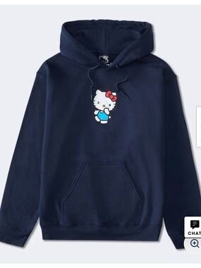 Aeropostale Unisex Navy Hello Kitty Pullover Hoodie with Red Bow